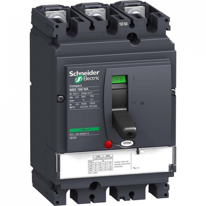Автоматический выключатель 3П3Т SCHNEIDER ELECTRIC COMPACT MICROLOGIC 2.2 160A NSX160B LV430745 Автоматический выключатель 3П3Т SCHNEIDER ELECTRIC COMPACT MICROLOGIC 2.2 160A NSX160B LV430745