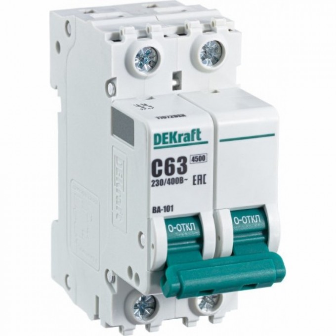 Автоматический выключатель SCHNEIDER ELECTRIC DEKRAFT 2Р 63А х-ка C ВА-101 4,5кА 11072DEK Автоматический выключатель SCHNEIDER ELECTRIC DEKRAFT 2Р 63А х-ка C ВА-101 4,5кА 11072DEK