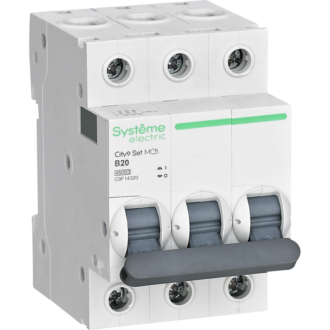 Автоматический выключатель SCHNEIDER ELECTRIC модульный 3п B 20А 4.5кА City9 Set 400В SE C9F14320 Автоматический выключатель SCHNEIDER ELECTRIC модульный 3п B 20А 4.5кА City9 Set 400В SE C9F14320