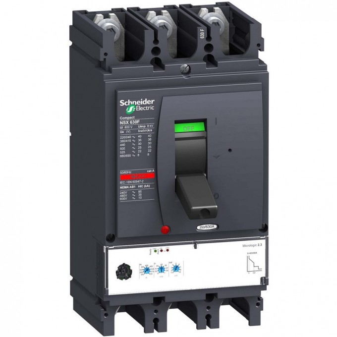 Автоматический выключатель 3P SCHNEIDER ELECTRIC COMPACT NSX MICROLOGIC 2.3 630A NSX630F LV432876 Автоматический выключатель 3P SCHNEIDER ELECTRIC COMPACT NSX MICROLOGIC 2.3 630A NSX630F LV432876