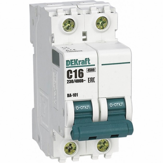 Автоматический выключатель SCHNEIDER ELECTRIC DEKRAFT 2Р 16А х-ка D ВА-101 4,5кА 11114DEK Автоматический выключатель SCHNEIDER ELECTRIC DEKRAFT 2Р 16А х-ка D ВА-101 4,5кА 11114DEK
