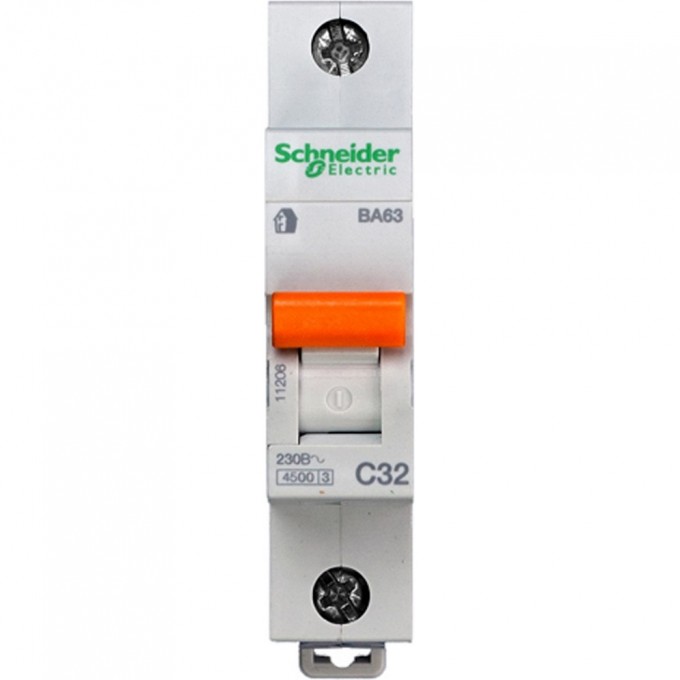 Автоматический выключатель SCHNEIDER ELECTRIC ДОМОВОЙ ВА63 1П 32A C 4,5 кА, Болгария/Италия 11206 Автоматический выключатель SCHNEIDER ELECTRIC ДОМОВОЙ ВА63 1П 32A C 4,5 кА, Болгария/Италия 11206