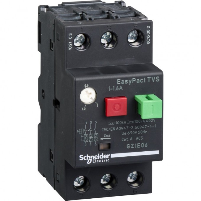Автоматический выключатель SCHNEIDER ELECTRIC EASYPACT 1-1,6A GZ1E06 Автоматический выключатель SCHNEIDER ELECTRIC EASYPACT 1-1,6A GZ1E06