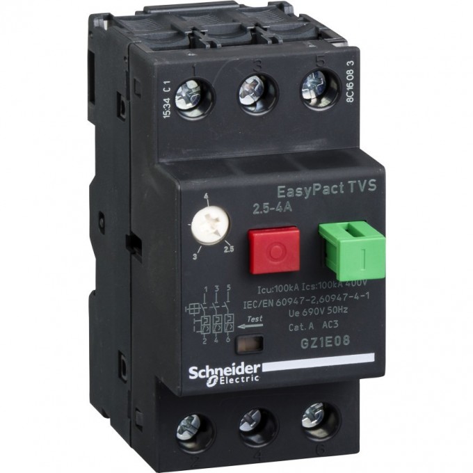 Автоматический выключатель SCHNEIDER ELECTRIC EASYPACT 2,5-4A GZ1E08 Автоматический выключатель SCHNEIDER ELECTRIC EASYPACT 2,5-4A GZ1E08