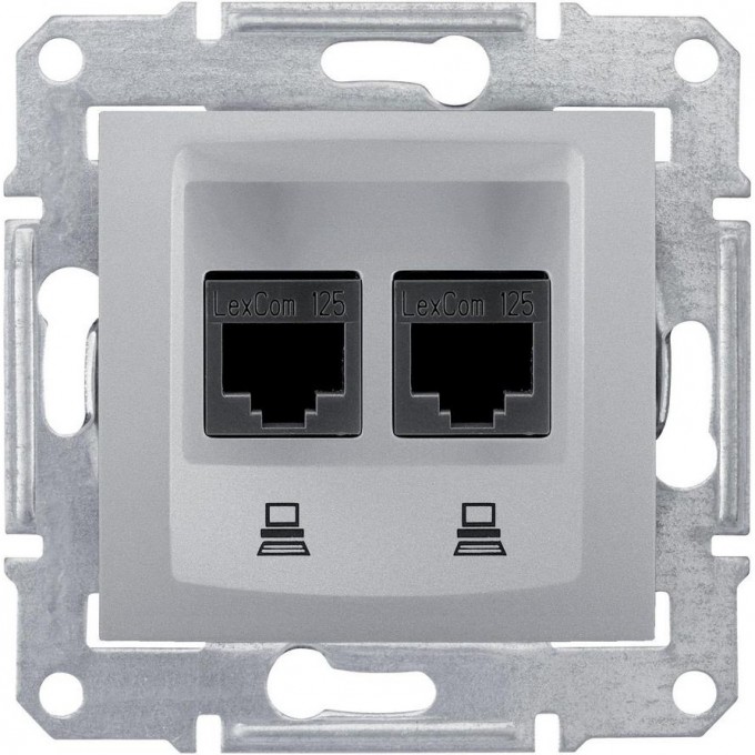 Розетка двойная компьютерная SCHNEIDER ELECTRIC SEDNA RJ45, кат. 5е, неэкр. UTP, алюминий SDN4400160 Розетка двойная компьютерная SCHNEIDER ELECTRIC SEDNA RJ45, кат. 5е, неэкр. UTP, алюминий SDN4400160