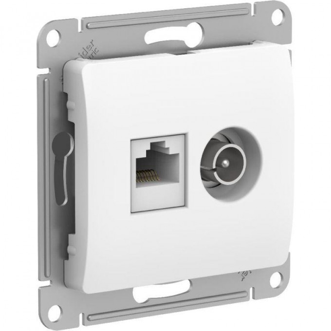 Компьютерная + телевизионная розетка SCHNEIDER ELECTRIC GLOSSA 2-м RJ45 кат.5E + TV механизм, белый GSL000189 Компьютерная + телевизионная розетка SCHNEIDER ELECTRIC GLOSSA 2-м RJ45 кат.5E + TV механизм, белый GSL000189