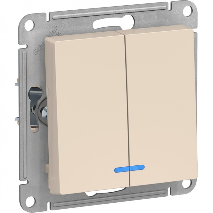 2-клавишный выключатель SCHNEIDER ELECTRIC ATLASDESIGN с подсветкой, БЕЖЕВЫЙ ATN000253 2-клавишный выключатель SCHNEIDER ELECTRIC ATLASDESIGN с подсветкой, БЕЖЕВЫЙ ATN000253