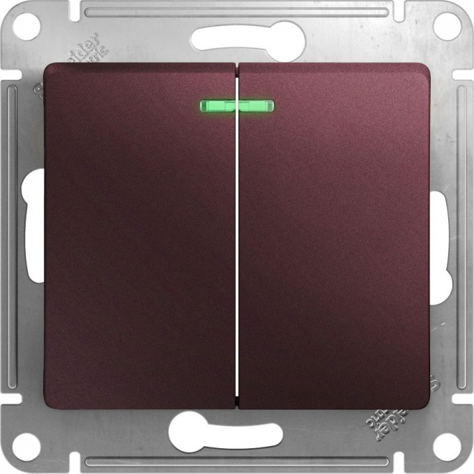 2-клавишный выключатель SCHNEIDER ELECTRIC GLOSSA с подсветкой, сх.5а, 10АХ, механизм, БАКЛАЖАНОВЫЙ GSL001153 2-клавишный выключатель SCHNEIDER ELECTRIC GLOSSA с подсветкой, сх.5а, 10АХ, механизм, БАКЛАЖАНОВЫЙ GSL001153