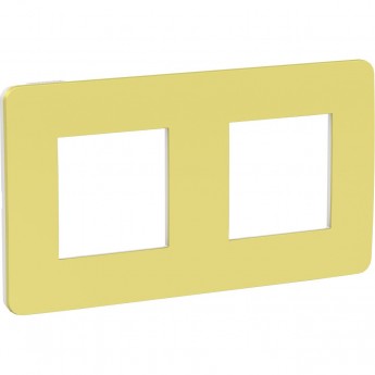 2-постовая рамка SCHNEIDER ELECTRIC UNICA STUDIO, ЗЕЛЕНОЕ ЯБЛОКО/белый