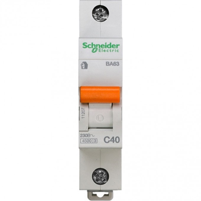 Автоматический выключатель SCHNEIDER ELECTRIC ДОМОВОЙ ВА63 1П 40A C 4,5 кА, Болгария/Италия 11207 Автоматический выключатель SCHNEIDER ELECTRIC ДОМОВОЙ ВА63 1П 40A C 4,5 кА, Болгария/Италия 11207