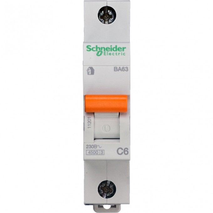Автоматический выключатель SCHNEIDER ELECTRIC ДОМОВОЙ ВА63 1П 6A C 4,5 кА, Болгария/Италия 11201 Автоматический выключатель SCHNEIDER ELECTRIC ДОМОВОЙ ВА63 1П 6A C 4,5 кА, Болгария/Италия 11201