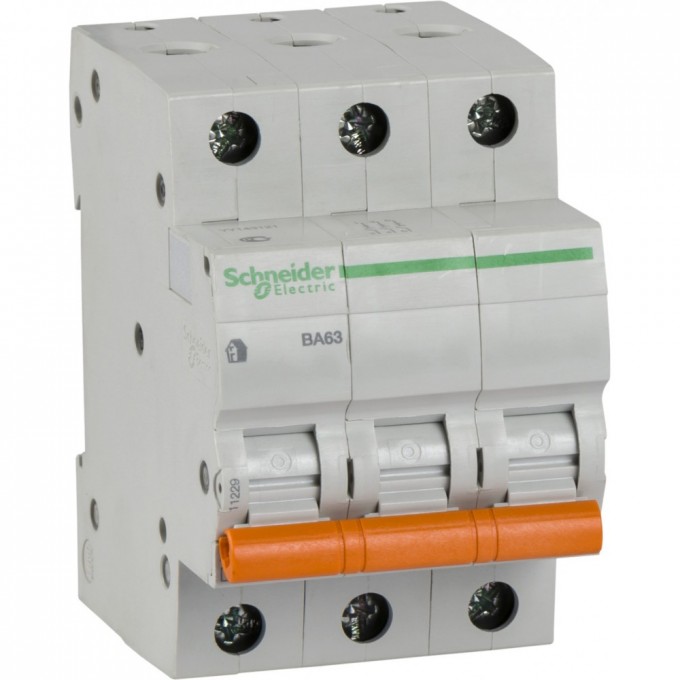 Автоматический выключатель SCHNEIDER ELECTRIC ДОМОВОЙ ВА63 3П 63A C 4,5 кА, Болгария/Италия 11229 Автоматический выключатель SCHNEIDER ELECTRIC ДОМОВОЙ ВА63 3П 63A C 4,5 кА, Болгария/Италия 11229