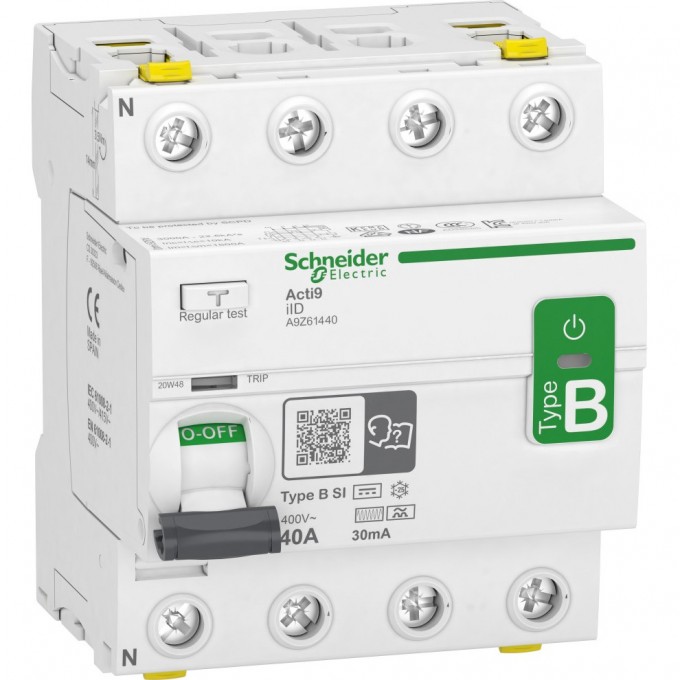Дифференциальный выключатель (УЗО) SCHNEIDER ELECTRIC ACTI 9 iID 4П 40A 30mA B-SI-ТИП A9Z61440 Дифференциальный выключатель (УЗО) SCHNEIDER ELECTRIC ACTI 9 iID 4П 40A 30mA B-SI-ТИП A9Z61440