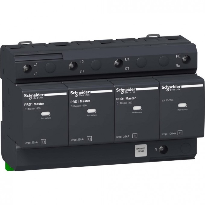 Картридж для УЗИП SCHNEIDER ELECTRIC PRD1 MASTER ОПН 3 полюса и нейтраль класс 1 со сменными картриджами 16363 Картридж для УЗИП SCHNEIDER ELECTRIC PRD1 MASTER ОПН 3 полюса и нейтраль класс 1 со сменными картриджами 16363