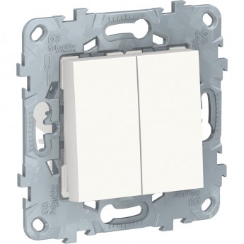 Переключатель 2-клавишный SCHNEIDER ELECTRIC UNICA NEW, перекрестный, 2 x сх. 7, 10 AX, 250 В, белый