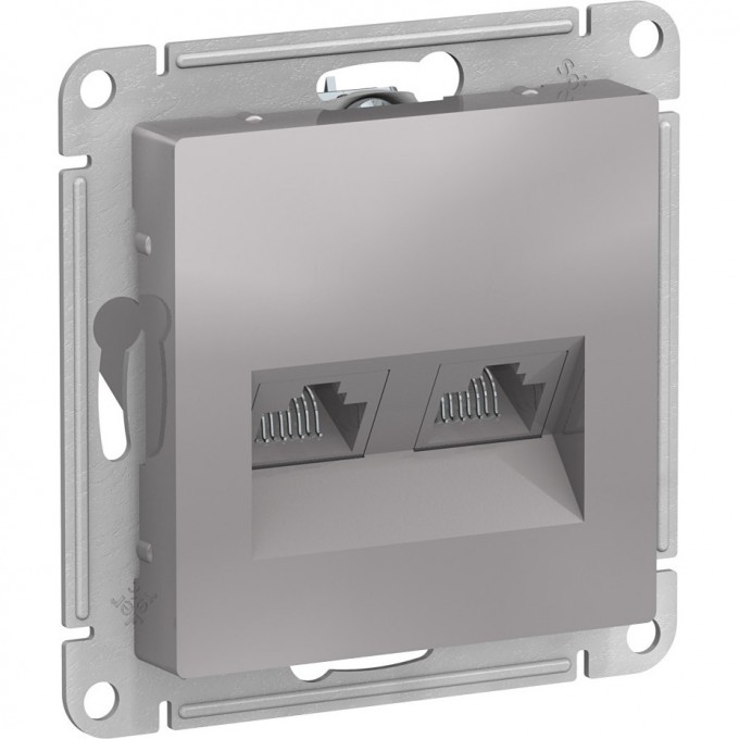 Розетка двойная компьютерная SCHNEIDER ELECTRIC ATLASDESIGN RJ45+RJ45, кат.5E, механизм, алюминий ATN000385 Розетка двойная компьютерная SCHNEIDER ELECTRIC ATLASDESIGN RJ45+RJ45, кат.5E, механизм, алюминий ATN000385