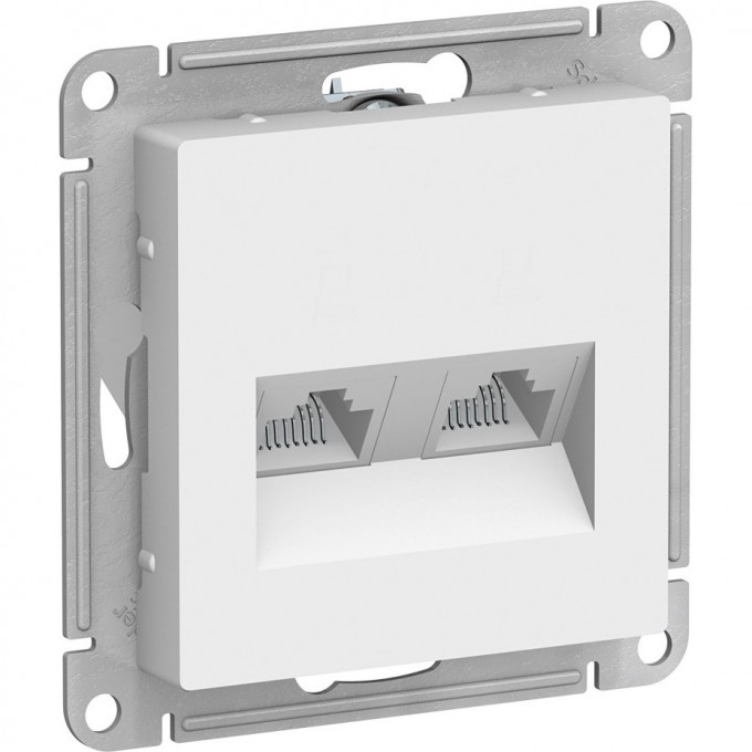 Розетка двойная компьютерная SCHNEIDER ELECTRIC ATLASDESIGN RJ45+RJ45, кат.5E, механизм, белый ATN000185 Розетка двойная компьютерная SCHNEIDER ELECTRIC ATLASDESIGN RJ45+RJ45, кат.5E, механизм, белый ATN000185