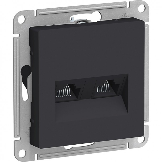Розетка двойная компьютерная SCHNEIDER ELECTRIC ATLASDESIGN RJ45+RJ45, кат.5E, механизм, карбон ATN001085 Розетка двойная компьютерная SCHNEIDER ELECTRIC ATLASDESIGN RJ45+RJ45, кат.5E, механизм, карбон ATN001085