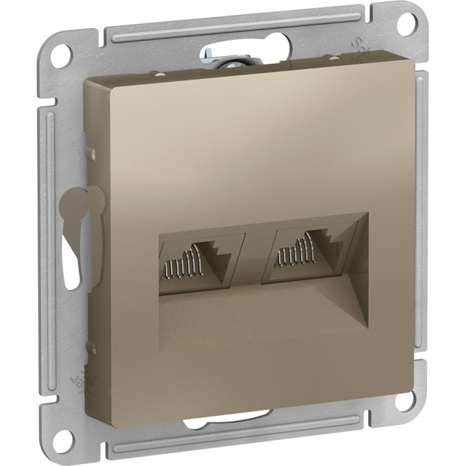 Розетка двойная компьютерная SCHNEIDER ELECTRIC ATLASDESIGN RJ45+RJ45, кат.5E, механизм, шампань ATN000585 Розетка двойная компьютерная SCHNEIDER ELECTRIC ATLASDESIGN RJ45+RJ45, кат.5E, механизм, шампань ATN000585