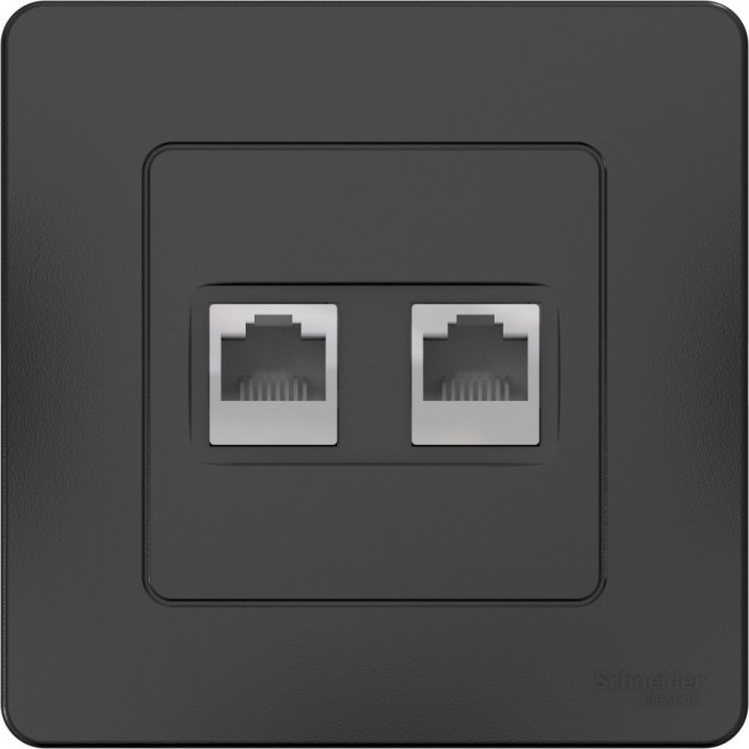 Розетка двойная компьютерная SCHNEIDER ELECTRIC BLANCA с/у, RJ45, кат.5E, антрацит BLNIS045456 Розетка двойная компьютерная SCHNEIDER ELECTRIC BLANCA с/у, RJ45, кат.5E, антрацит BLNIS045456
