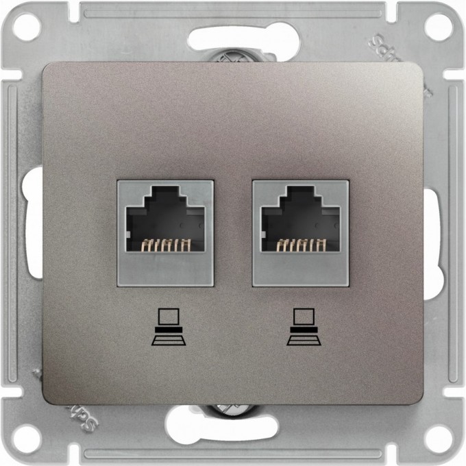 Розетка двойная компьютерная SCHNEIDER ELECTRIC GLOSSA RJ45+RJ45, кат.5E, механизм, платина GSL001285KK Розетка двойная компьютерная SCHNEIDER ELECTRIC GLOSSA RJ45+RJ45, кат.5E, механизм, платина GSL001285KK