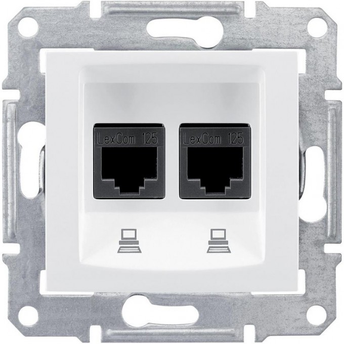 Розетка двойная компьютерная SCHNEIDER ELECTRIC SEDNA RJ45, кат. 5е, экр. STP, белый SDN4600121 Розетка двойная компьютерная SCHNEIDER ELECTRIC SEDNA RJ45, кат. 5е, экр. STP, белый SDN4600121