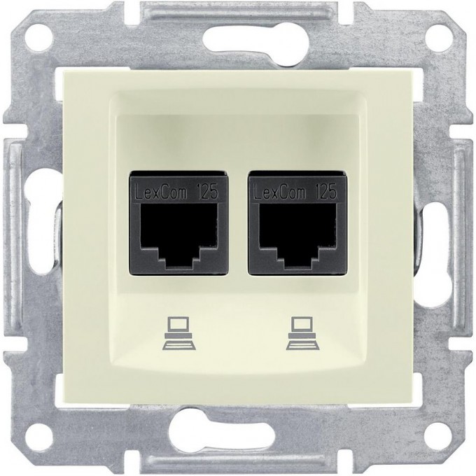 Розетка двойная компьютерная SCHNEIDER ELECTRIC SEDNA RJ45, кат. 5е, неэкр. UTP, бежевый SDN4400147 Розетка двойная компьютерная SCHNEIDER ELECTRIC SEDNA RJ45, кат. 5е, неэкр. UTP, бежевый SDN4400147