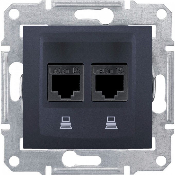 Розетка двойная компьютерная SCHNEIDER ELECTRIC SEDNA RJ45, кат. 6, экр. STP, графит SDN5000170 Розетка двойная компьютерная SCHNEIDER ELECTRIC SEDNA RJ45, кат. 6, экр. STP, графит SDN5000170
