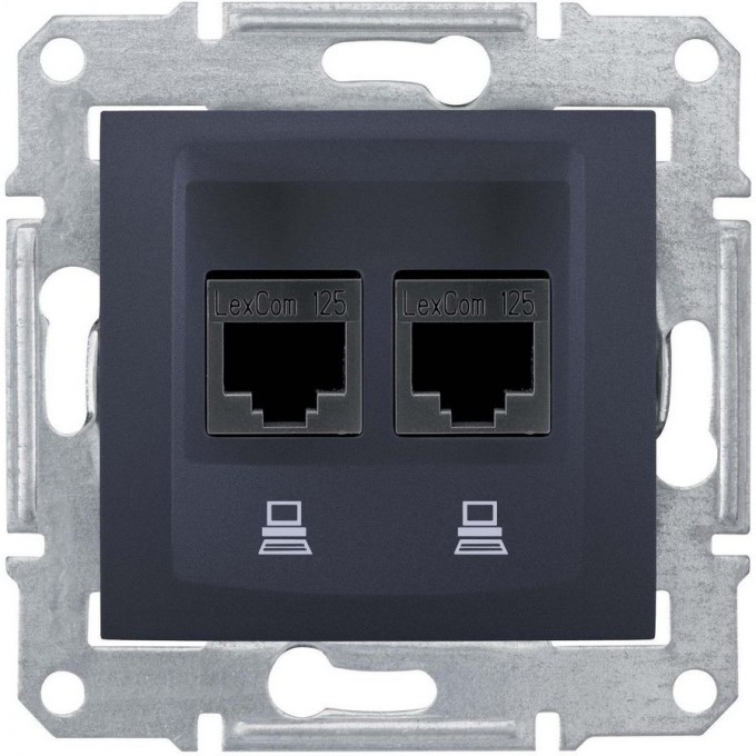 Розетка двойная компьютерная SCHNEIDER ELECTRIC SEDNA RJ45, кат. 6, неэкр. UTP, графит SDN4800170 Розетка двойная компьютерная SCHNEIDER ELECTRIC SEDNA RJ45, кат. 6, неэкр. UTP, графит SDN4800170