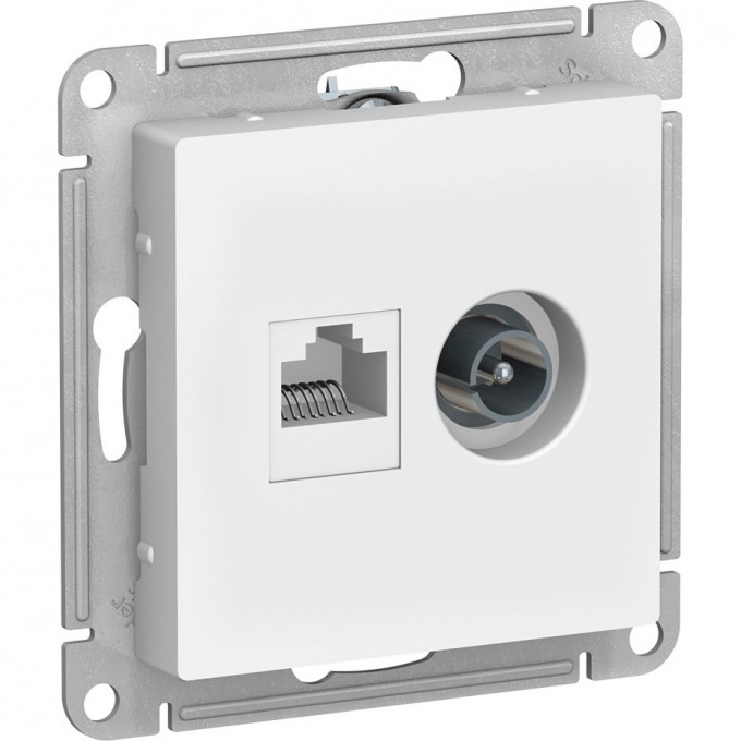 Розетка двойная SCHNEIDER ELECTRIC ATLASDESIGN ТВ + компьютерная RJ45, кат. 5Е, белый ATN000189 Розетка двойная SCHNEIDER ELECTRIC ATLASDESIGN ТВ + компьютерная RJ45, кат. 5Е, белый ATN000189