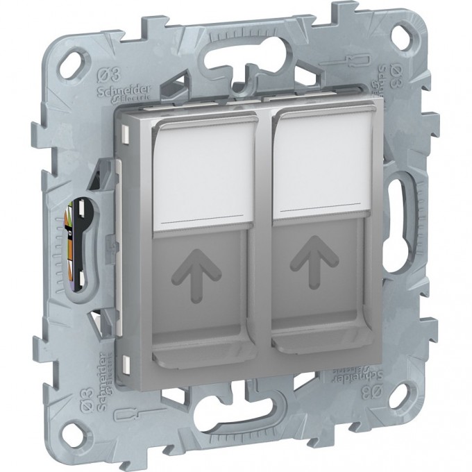 Розетка компьютерная SCHNEIDER ELECTRIC UNICA NEW, RJ45, двойная, кат. 6 UTP, алюминий NU542430 Розетка компьютерная SCHNEIDER ELECTRIC UNICA NEW, RJ45, двойная, кат. 6 UTP, алюминий NU542430