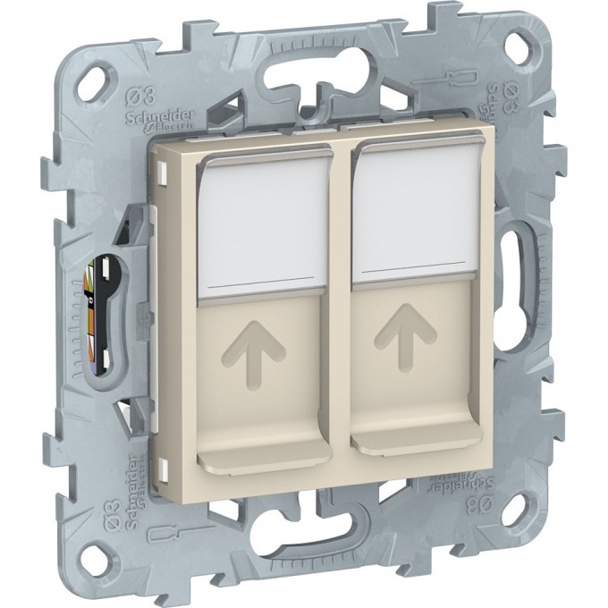 Розетка компьютерная SCHNEIDER ELECTRIC UNICA NEW, RJ45, двойная, кат. 6 UTP, бежевый NU542444 Розетка компьютерная SCHNEIDER ELECTRIC UNICA NEW, RJ45, двойная, кат. 6 UTP, бежевый NU542444