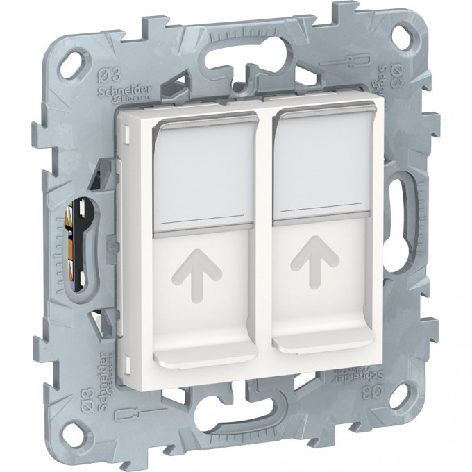 Розетка компьютерная SCHNEIDER ELECTRIC UNICA NEW, RJ45, двойная, кат. 6 UTP, белый NU542418 Розетка компьютерная SCHNEIDER ELECTRIC UNICA NEW, RJ45, двойная, кат. 6 UTP, белый NU542418