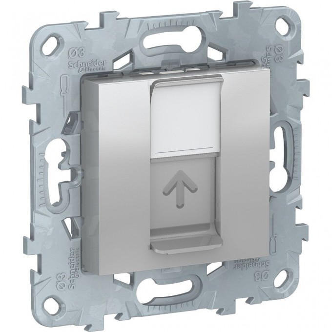 Розетка компьютерная SCHNEIDER ELECTRIC UNICA NEW, RJ45, одиночная, кат. 5е UTP, алюминий NU541130 Розетка компьютерная SCHNEIDER ELECTRIC UNICA NEW, RJ45, одиночная, кат. 5е UTP, алюминий NU541130