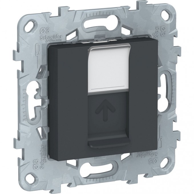Розетка компьютерная SCHNEIDER ELECTRIC UNICA NEW, RJ45, одиночная, кат. 5е UTP, антрацит NU541154 Розетка компьютерная SCHNEIDER ELECTRIC UNICA NEW, RJ45, одиночная, кат. 5е UTP, антрацит NU541154