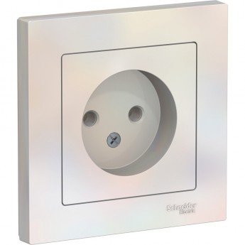 Розетка SCHNEIDER ELECTRIC ATLASDESIGN без заземления, в сборе, жемчуг