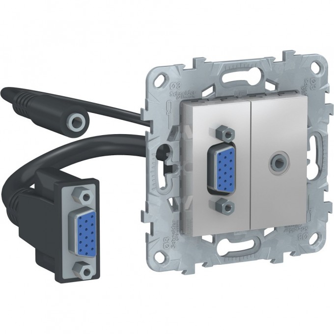 Розетка SCHNEIDER ELECTRIC UNICA NEW HD15+MINIJACK, алюминий NU593230 Розетка SCHNEIDER ELECTRIC UNICA NEW HD15+MINIJACK, алюминий NU593230