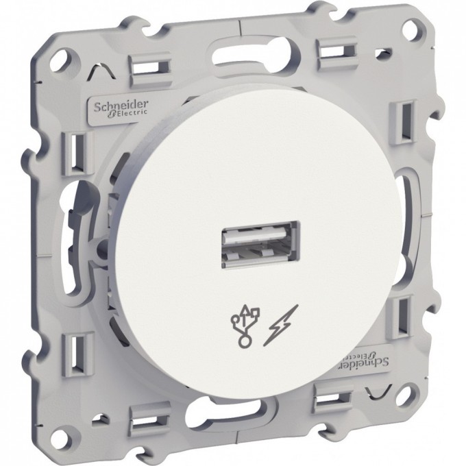Розетка USB SCHNEIDER ELECTRIC ODACE, одиночный разъем, белый S52R408 Розетка USB SCHNEIDER ELECTRIC ODACE, одиночный разъем, белый S52R408