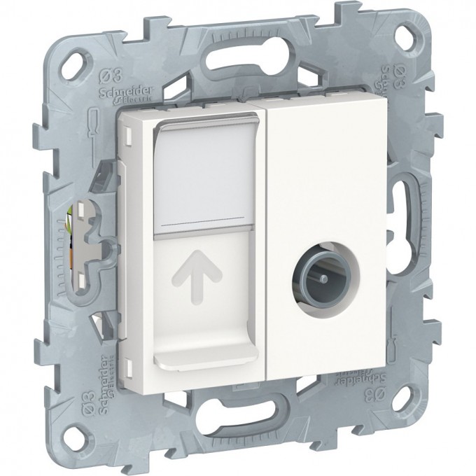 TV розетка SCHNEIDER ELECTRIC UNICA NEW розетка TV одиночная + комп. RJ45 кат.6 UTP, 2 модуля, белый NU547018 TV розетка SCHNEIDER ELECTRIC UNICA NEW розетка TV одиночная + комп. RJ45 кат.6 UTP, 2 модуля, белый NU547018