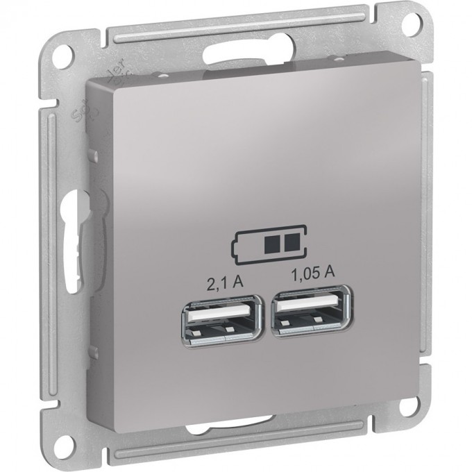 USB розетка SCHNEIDER ELECTRIC ATLASDESIGN 2х5В/1,05 А, механизм, АЛЮМИНИЙ ATN000333 USB розетка SCHNEIDER ELECTRIC ATLASDESIGN 2х5В/1,05 А, механизм, АЛЮМИНИЙ ATN000333