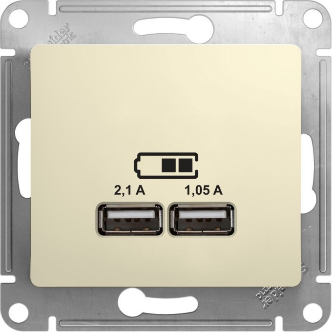 USB розетка SCHNEIDER ELECTRIC GLOSSA A+A, 5В/2,1 А, 2х5В/1,05 А, механизм, БЕЖЕВЫЙ GSL000233 USB розетка SCHNEIDER ELECTRIC GLOSSA A+A, 5В/2,1 А, 2х5В/1,05 А, механизм, БЕЖЕВЫЙ GSL000233