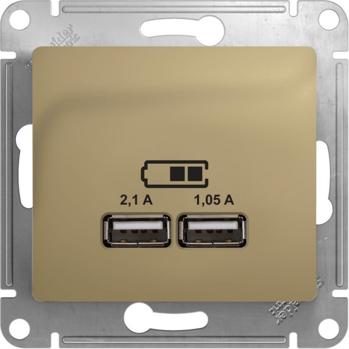 USB розетка SCHNEIDER ELECTRIC GLOSSA A+A, 5В/2,1 А, 2х5В/1,05 А, механизм, ТИТАН GSL000433 USB розетка SCHNEIDER ELECTRIC GLOSSA A+A, 5В/2,1 А, 2х5В/1,05 А, механизм, ТИТАН GSL000433