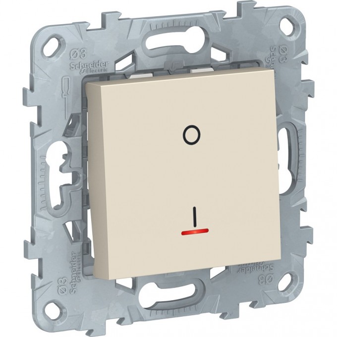 Выключатель 1-клавишный SCHNEIDER ELECTRIC UNICA NEW двухполюсный, с индикацией, сх. 2а, 16 AX, 250 В, бежевый NU526244S Выключатель 1-клавишный SCHNEIDER ELECTRIC UNICA NEW двухполюсный, с индикацией, сх. 2а, 16 AX, 250 В, бежевый NU526244S