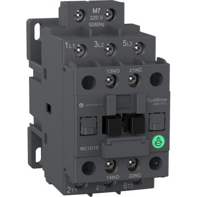 Контактор SCHNEIDER ELECTRIC SYSTEMEPACT M MC1D 3п 18А кат. 220В AC 1НО+1НЗ MC1D18M7 Контактор SCHNEIDER ELECTRIC SYSTEMEPACT M MC1D 3п 18А кат. 220В AC 1НО+1НЗ MC1D18M7