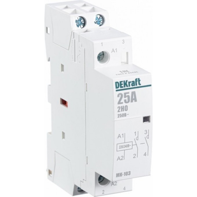 Модульный контактор DEKRAFT 2НО 25А 230В МК-103 18064DEK Модульный контактор DEKRAFT 2НО 25А 230В МК-103 18064DEK