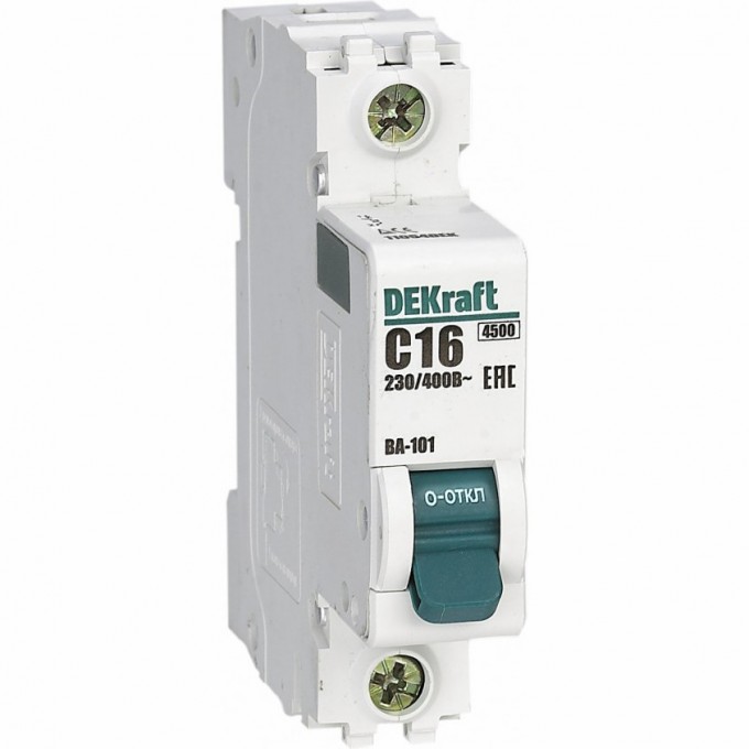 Автоматический выключатель SCHNEIDER ELECTRIC DEKRAFT 1Р 16А х-ка C ВА-101 4,5кА 11054DEK Автоматический выключатель SCHNEIDER ELECTRIC DEKRAFT 1Р 16А х-ка C ВА-101 4,5кА 11054DEK