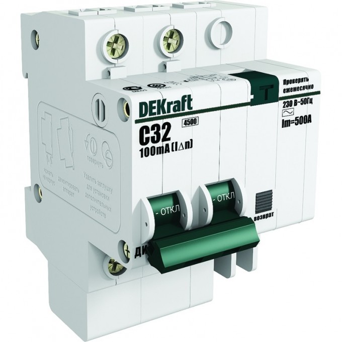Дифференциальный автоматический выключатель SCHNEIDER ELECTRIC DEKRAFT 1P+N 32А 30мА тип AC х-ка C ДИФ-101 4,5кА 15160DEK Дифференциальный автоматический выключатель SCHNEIDER ELECTRIC DEKRAFT 1P+N 32А 30мА тип AC х-ка C ДИФ-101 4,5кА 15160DEK