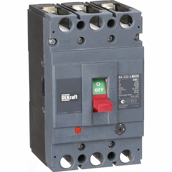Силовой автоматический выключатель SCHNEIDER ELECTRIC DEKRAFT 3P 100А c Ir=80А-100А 50кА ВА-332 21134DEK Силовой автоматический выключатель SCHNEIDER ELECTRIC DEKRAFT 3P 100А c Ir=80А-100А 50кА ВА-332 21134DEK