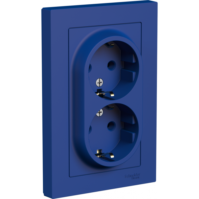 Розетка 2-местная SCHNEIDER ELECTRIC ATLASDESIGN 16А с заземлением/в сборе, аквамарин ATN001124 Розетка 2-местная SCHNEIDER ELECTRIC ATLASDESIGN 16А с заземлением/в сборе, аквамарин ATN001124