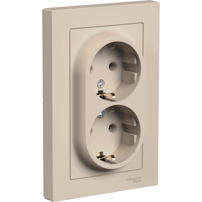 Розетка 2-местная SCHNEIDER ELECTRIC ATLASDESIGN 16А с заземлением/в сборе, песочный ATN001224 Розетка 2-местная SCHNEIDER ELECTRIC ATLASDESIGN 16А с заземлением/в сборе, песочный ATN001224
